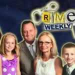 A collage featuring the Kowalski family—Maya, Beata, and Jack—alongside the Crime Weekly logo and hosts, used for a case study on medical ethics and the Maya Kowalski story.