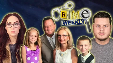 A collage featuring the Kowalski family—Maya, Beata, and Jack—alongside the Crime Weekly logo and hosts, used for a case study on medical ethics and the Maya Kowalski story.